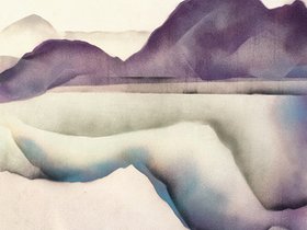 ORIGINAL airbrush auf Leinwand > violett-scape